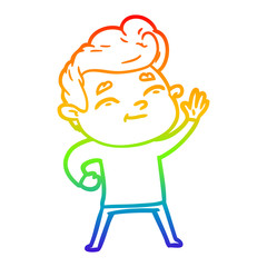 rainbow gradient line drawing happy cartoon man