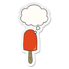 cartoon lollipop and thought bubble as a printed sticker
