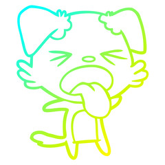 cold gradient line drawing cartoon disgusted dog