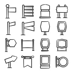 hand drawn and doodle signage, signpost icons set
