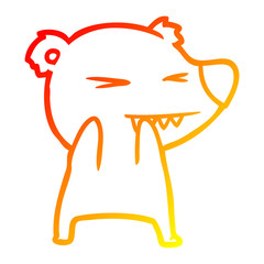 warm gradient line drawing angry bear cartoon