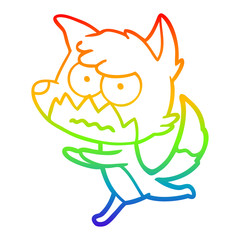 rainbow gradient line drawing cartoon annoyed fox