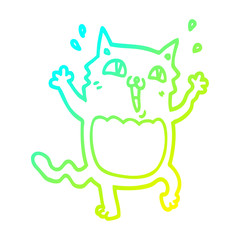 cold gradient line drawing cartoon crazy excited cat