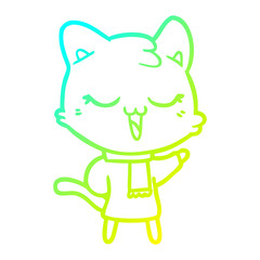 cold gradient line drawing cartoon cat