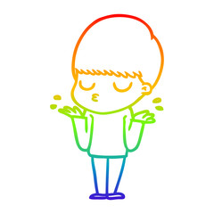 rainbow gradient line drawing cartoon calm boy