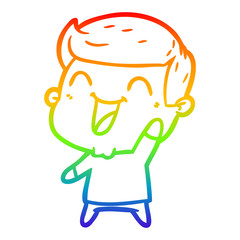 rainbow gradient line drawing cartoon man laughing