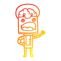 warm gradient line drawing cartoon robot