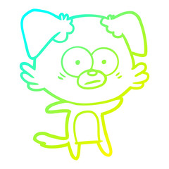 cold gradient line drawing nervous dog cartoon