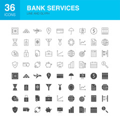 Bank Services Line Web Glyph Icons