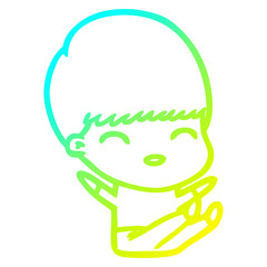 cold gradient line drawing happy cartoon boy