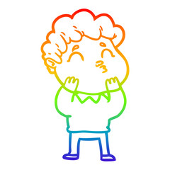 rainbow gradient line drawing cartoon man pouting