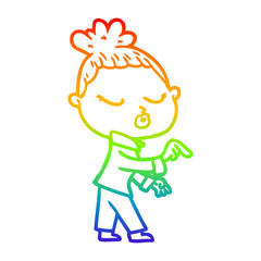 rainbow gradient line drawing cartoon calm woman