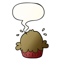 cute cartoon pie and speech bubble in smooth gradient style
