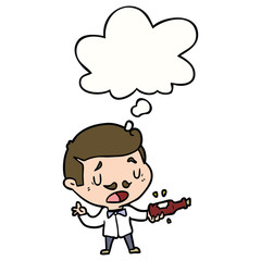 cartoon wine expert and thought bubble