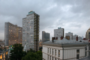 Residential area and buildings of New Arbat Street in center of Moscow, Russia