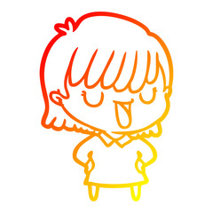 warm gradient line drawing cartoon woman