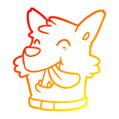 warm gradient line drawing cartoon happy dog face