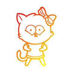 warm gradient line drawing cartoon cat