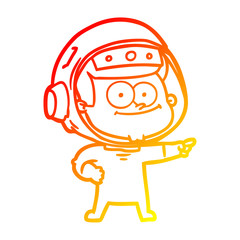 warm gradient line drawing happy astronaut cartoon