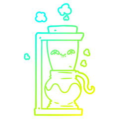 cold gradient line drawing happy cartoon coffee pot