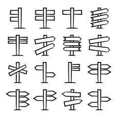hand drawn and doodle signage, signpost icons set