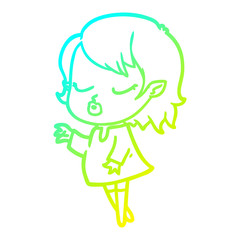 cold gradient line drawing cute cartoon vampire girl