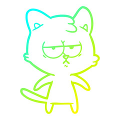 cold gradient line drawing bored cartoon cat