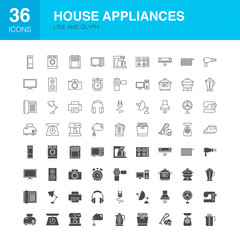 House Appliances Line Web Glyph Icons