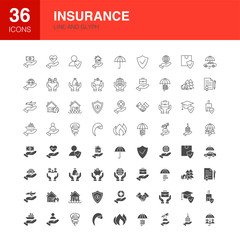 Insurance Line Web Glyph Icons