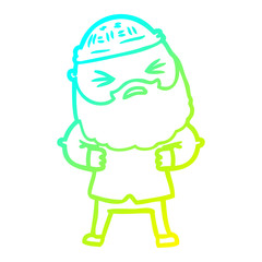 cold gradient line drawing cartoon man with beard