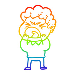 rainbow gradient line drawing cartoon furious man