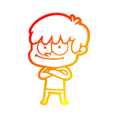 warm gradient line drawing happy cartoon man
