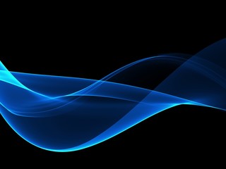 Abstract neon blue flow wave background 