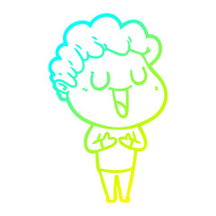 cold gradient line drawing laughing cartoon man