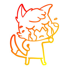 warm gradient line drawing crying fox cartoon