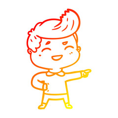 warm gradient line drawing cartoon man laughing and pointing