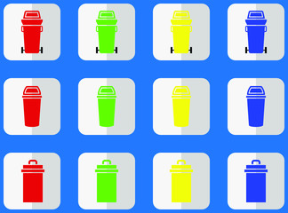 Perfect pixel, trash bin icon set, color classification according to color