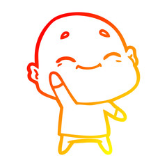 Obraz premium warm gradient line drawing happy cartoon bald man