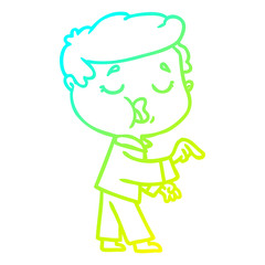 cold gradient line drawing cartoon man talking
