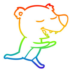rainbow gradient line drawing cartoon bear