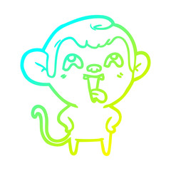 cold gradient line drawing crazy cartoon monkey