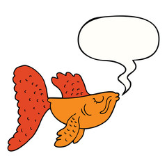 cartoon chinese fighting fish and speech bubble