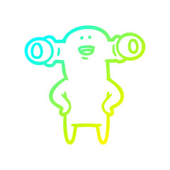 cold gradient line drawing friendly cartoon alien