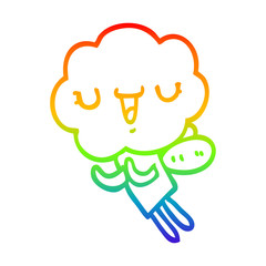 rainbow gradient line drawing cute cartoon cloud head creature