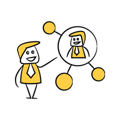 doodle stick figure businessman with people network