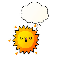 cartoon sun and thought bubble in smooth gradient style