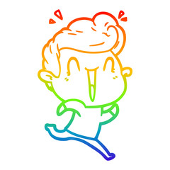 rainbow gradient line drawing cartoon excited man