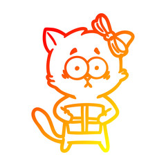 warm gradient line drawing cartoon cat