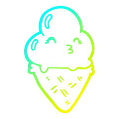 cold gradient line drawing cartoon ice cream