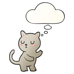 cartoon cat and thought bubble in smooth gradient style
